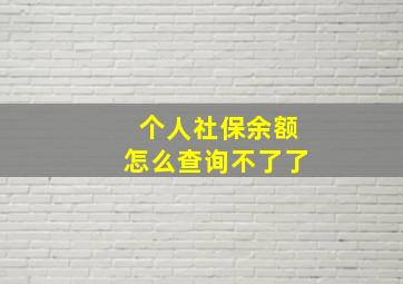 个人社保余额怎么查询不了了