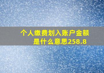 个人缴费划入账户金额是什么意思258.8