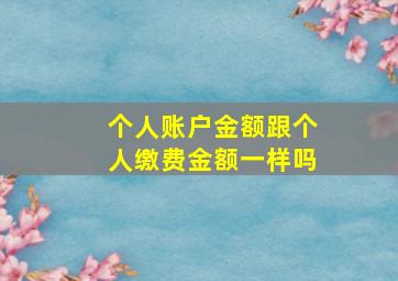 个人账户金额跟个人缴费金额一样吗