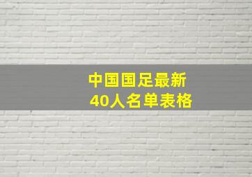 中国国足最新40人名单表格