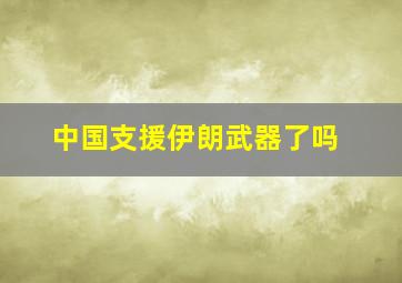 中国支援伊朗武器了吗