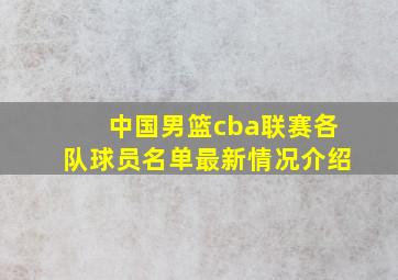 中国男篮cba联赛各队球员名单最新情况介绍