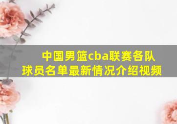 中国男篮cba联赛各队球员名单最新情况介绍视频