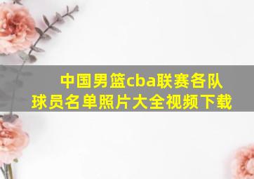 中国男篮cba联赛各队球员名单照片大全视频下载