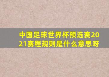 中国足球世界杯预选赛2021赛程规则是什么意思呀