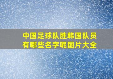 中国足球队胜韩国队员有哪些名字呢图片大全