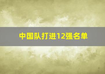 中国队打进12强名单