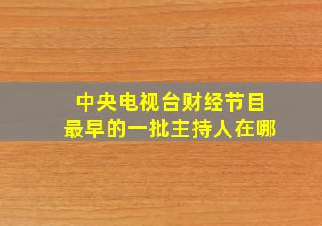 中央电视台财经节目最早的一批主持人在哪