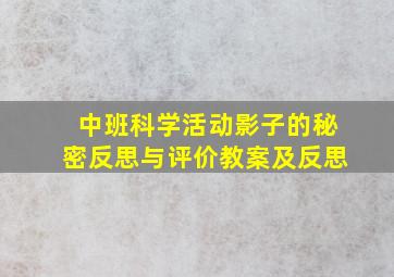 中班科学活动影子的秘密反思与评价教案及反思