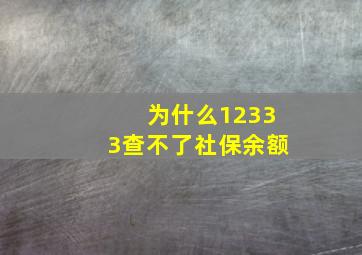 为什么12333查不了社保余额