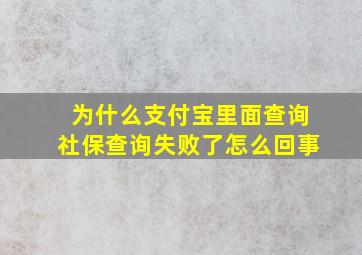 为什么支付宝里面查询社保查询失败了怎么回事