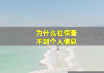 为什么社保查不到个人信息