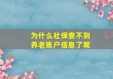 为什么社保查不到养老账户信息了呢