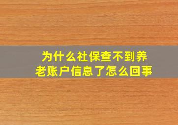 为什么社保查不到养老账户信息了怎么回事