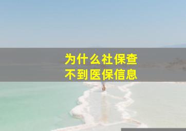 为什么社保查不到医保信息