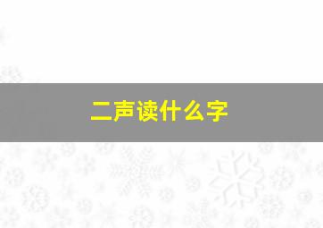 二声读什么字