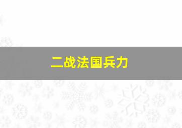 二战法国兵力