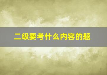 二级要考什么内容的题