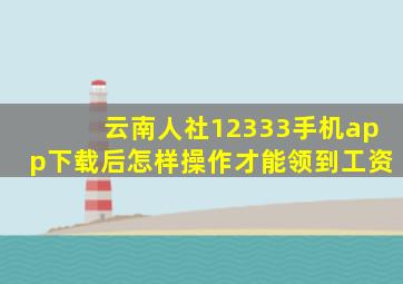 云南人社12333手机app下载后怎样操作才能领到工资