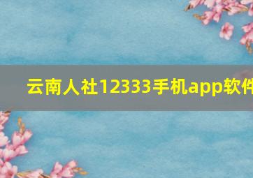 云南人社12333手机app软件