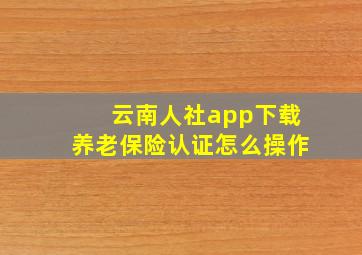 云南人社app下载养老保险认证怎么操作