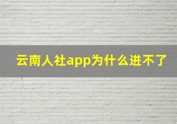 云南人社app为什么进不了