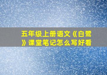 五年级上册语文《白鹭》课堂笔记怎么写好看