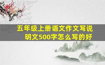 五年级上册语文作文写说明文500字怎么写的好