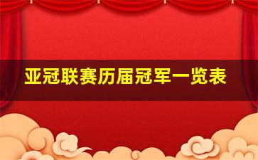 亚冠联赛历届冠军一览表