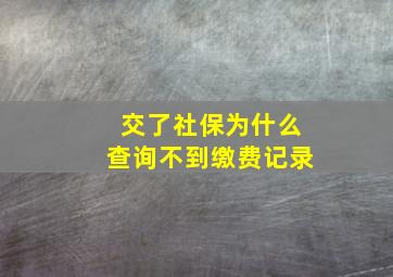 交了社保为什么查询不到缴费记录