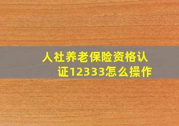 人社养老保险资格认证12333怎么操作