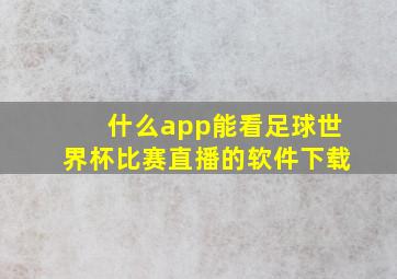 什么app能看足球世界杯比赛直播的软件下载