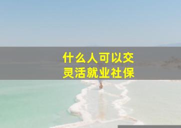 什么人可以交灵活就业社保