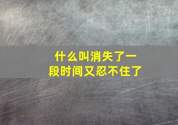 什么叫消失了一段时间又忍不住了