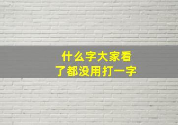 什么字大家看了都没用打一字