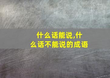 什么话能说,什么话不能说的成语