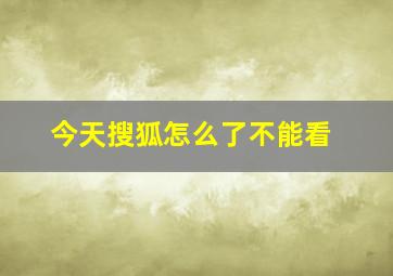 今天搜狐怎么了不能看