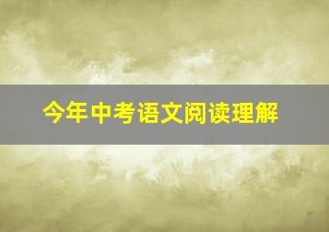 今年中考语文阅读理解