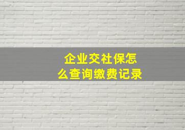 企业交社保怎么查询缴费记录