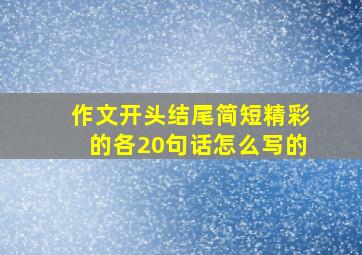 作文开头结尾简短精彩的各20句话怎么写的