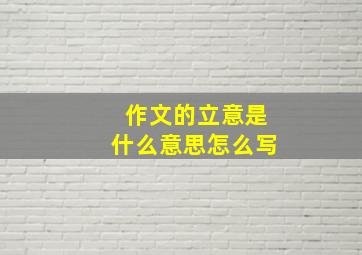 作文的立意是什么意思怎么写