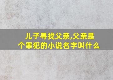 儿子寻找父亲,父亲是个罪犯的小说名字叫什么