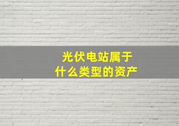 光伏电站属于什么类型的资产