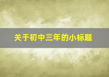 关于初中三年的小标题