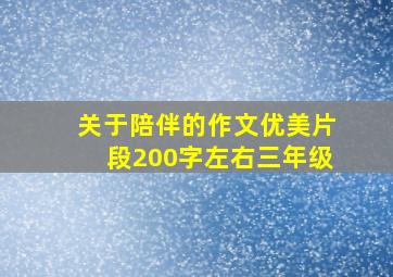 关于陪伴的作文优美片段200字左右三年级