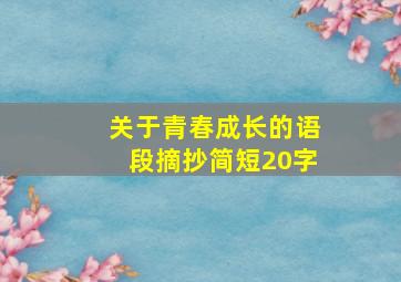 关于青春成长的语段摘抄简短20字