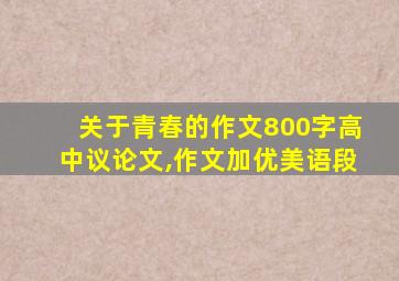 关于青春的作文800字高中议论文,作文加优美语段