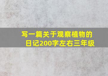 写一篇关于观察植物的日记200字左右三年级