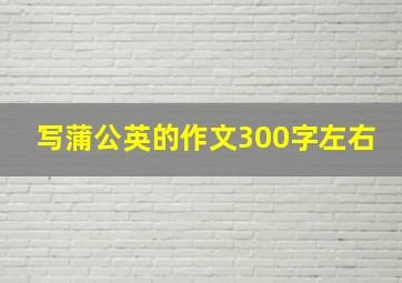 写蒲公英的作文300字左右