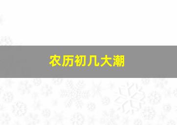 农历初几大潮